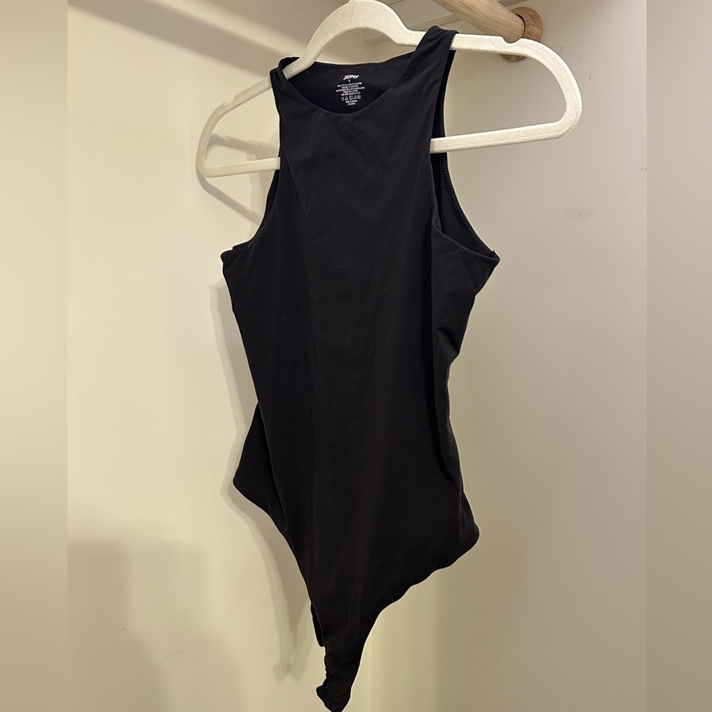 Skims High Neck Bodysuit Black